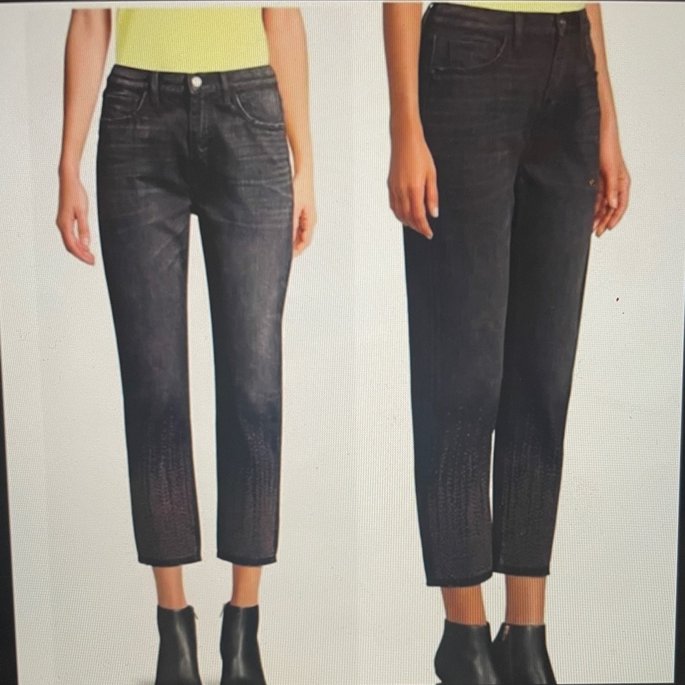 COPY - Current Elliott The Vintage Cropped Slim Jeans black Belmont studded siz…